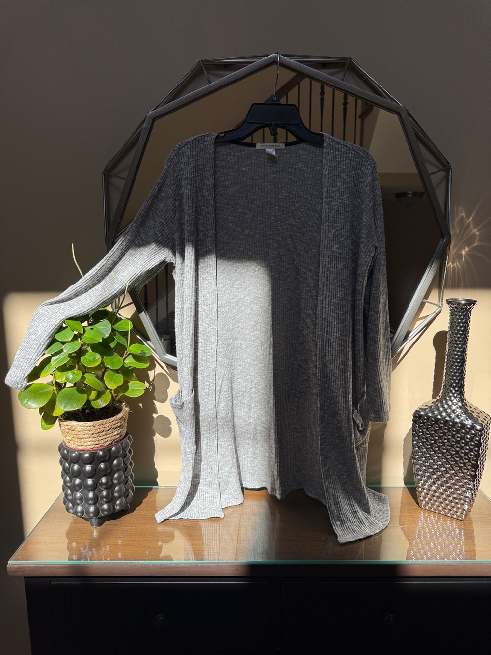 Canyon River Blues Heather Gray Ribbed Open-Front Cardigan